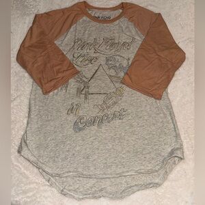 NWOT Pink Floyd Live In Concert Rock Raglan Graphic‎ Tee Faded Wash Women Size M